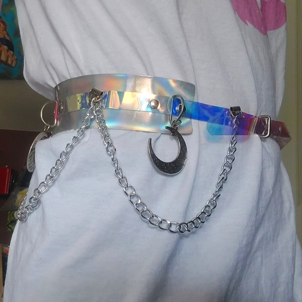 Clear Holographic PVC Moon Belt